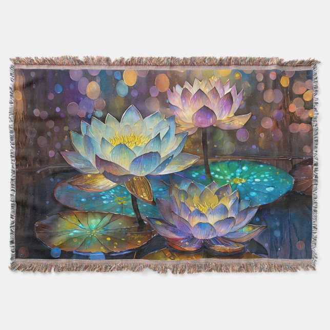 Glowing Lotus Flowers Trio Decke (Vorderseite)