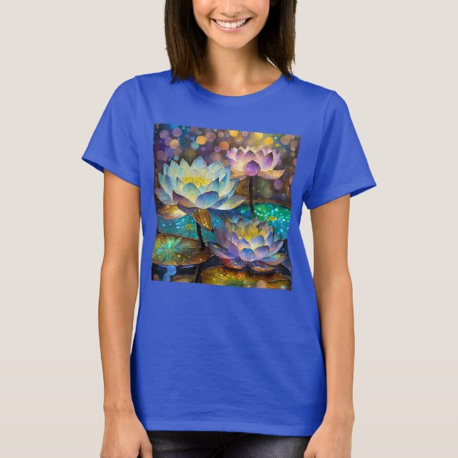 Glowing Lotus Flowers Trio T-Shirt (Vorderseite)