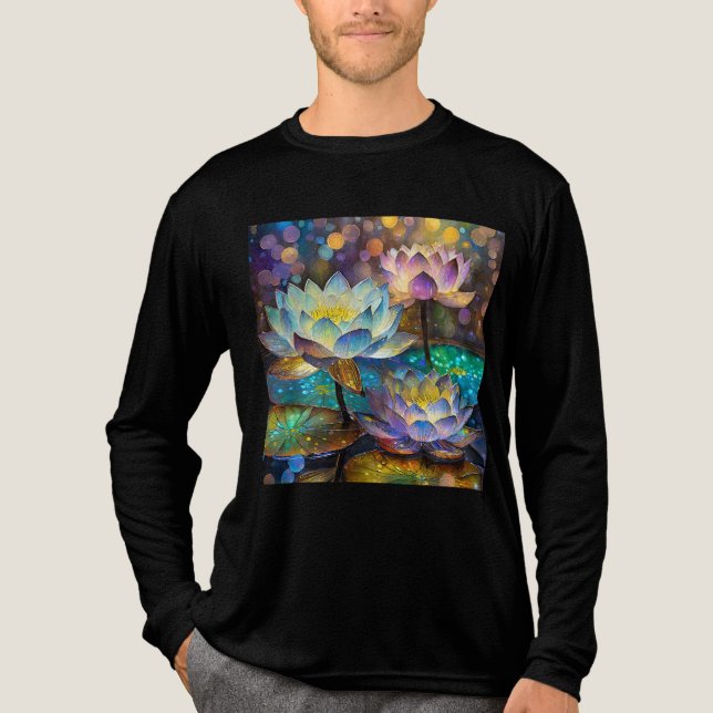 Glowing Lotus Flowers Trio Tri-Blend Shirt (Vorderseite)