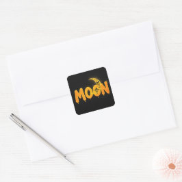 Glowing Moon Halloween Bats Quadratischer Aufkleber