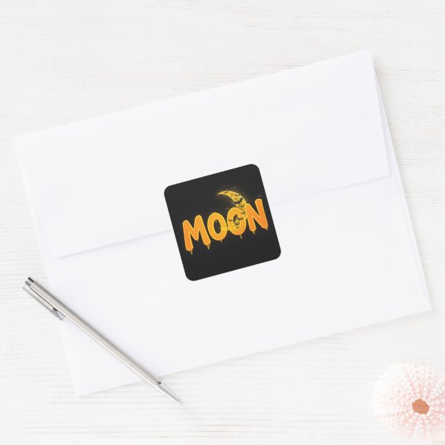Glowing Moon Halloween Bats Quadratischer Aufkleber (Umschlag)