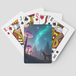 Glowing Mushroom Forest Fox Fantasy Art Spielkarten
