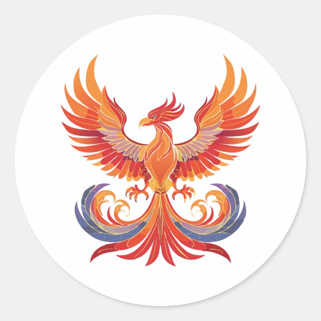 Glowing mythological Fantasy Phoenix Bird Runder Aufkleber (Vorderseite)