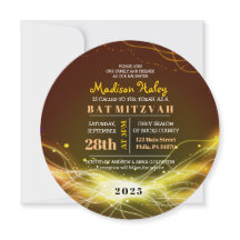 GLOWING NEON STARS Bat Mitzvah Einladung GOLD
