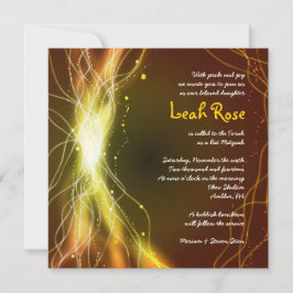 GLOWING NEON STARS Bat Mitzvah Einladung GOLD