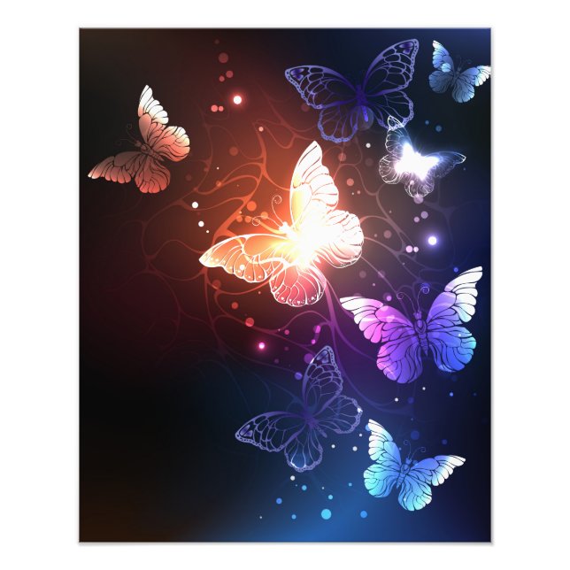 Glowing Night Butterflies Fotodruck (Vorne)