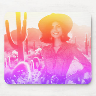 Glowing Pink Purple Blue + Red Woman On a Thick Mousepad