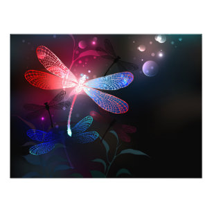 Glowing red dragonfly fotodruck