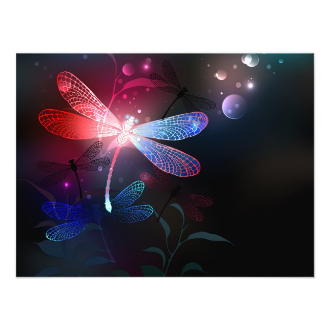 Glowing red dragonfly fotodruck (Vorne)