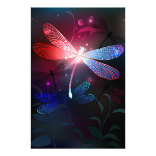 Glowing red dragonfly fotodruck