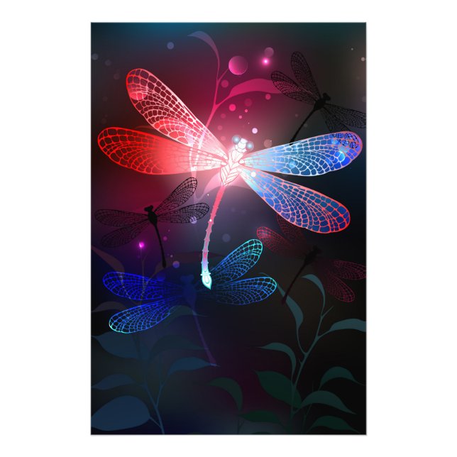 Glowing red dragonfly fotodruck (Vorne)