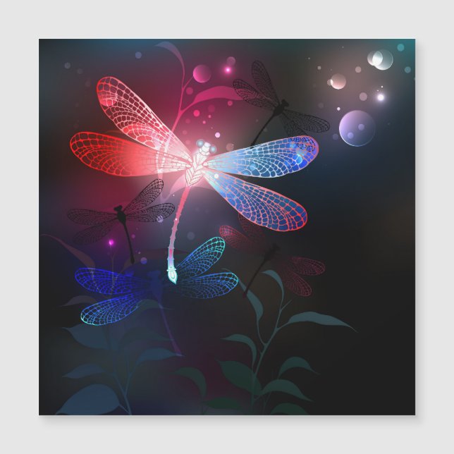 Glowing red dragonfly magnetkarte (Vorderseite)
