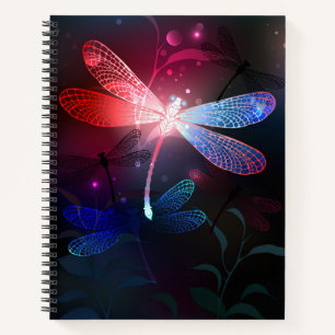 Glowing red dragonfly notizbuch