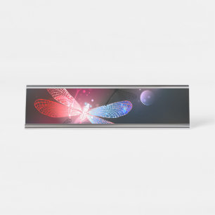 Glowing red dragonfly schreibtischnamensplakette