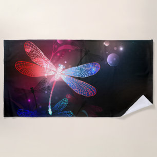 Glowing red dragonfly strandtuch