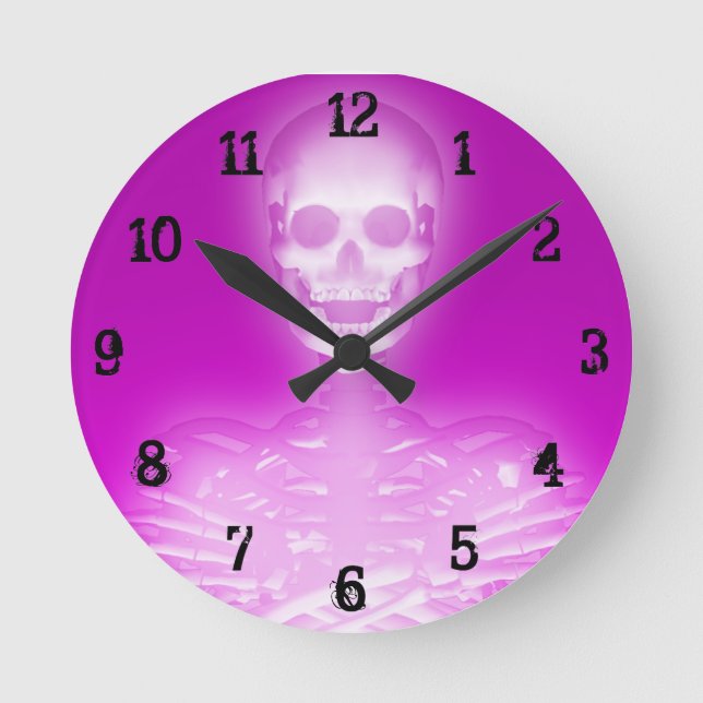 Glowing Skeleton: Wall Clock Runde Wanduhr (Vorderseite)