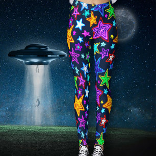 Glowing Stars Muster Dunkelblau Leggings