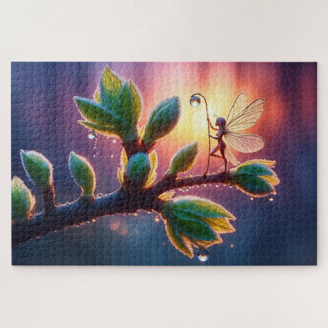 Glowing sunrise background with winged creature (Horizontal)