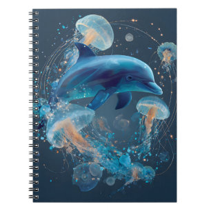 Glows Blue Dolphin Jellyfish Notebook Notizblock