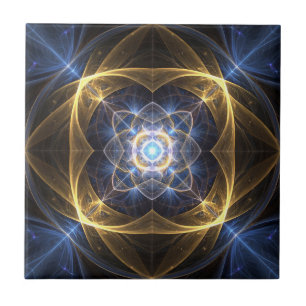 Glows Blue Fraktal Tile Fliese