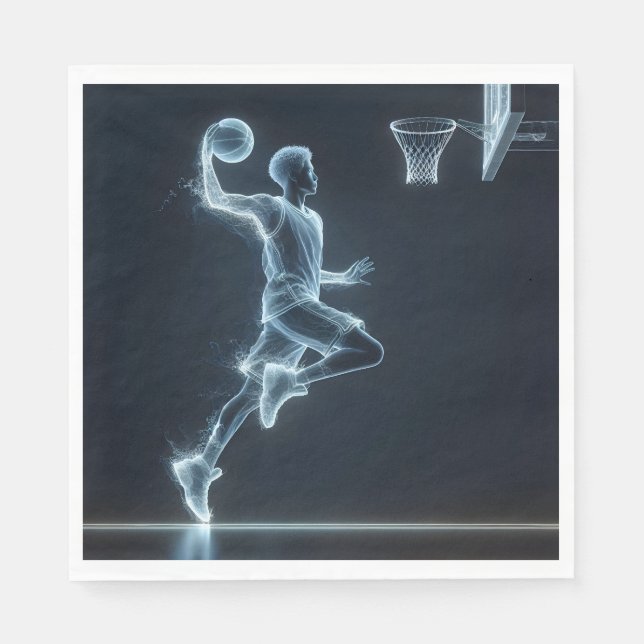 Glows Blue Neon Basketball Player Serviette (Vorderseite)