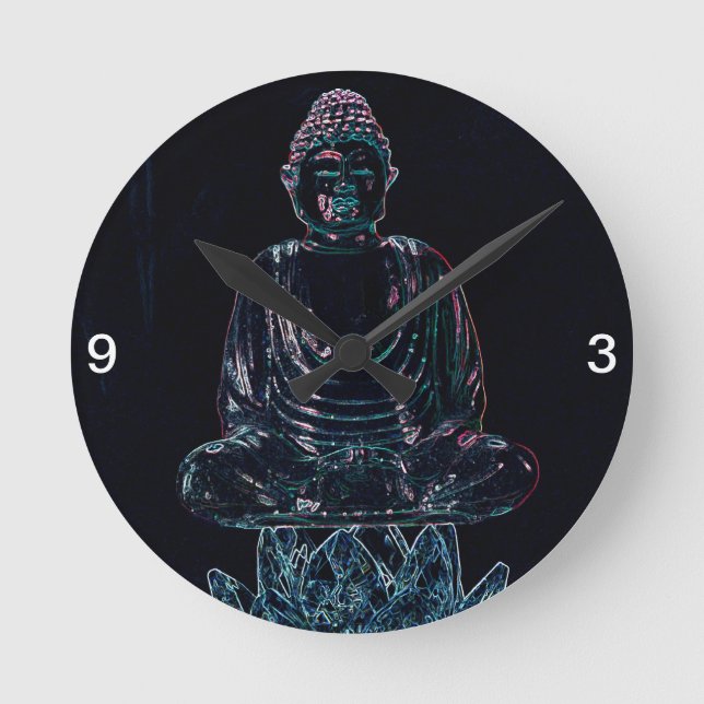 Glows Buddha Runde Wanduhr (Vorderseite)