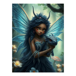 Glows Dragon Fairy Art Poster