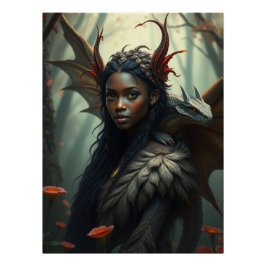 Glows Dragon Fairy Art Poster