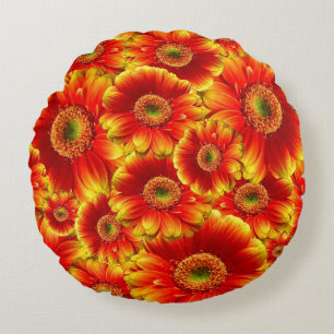 Glows Gerbera Daisies Rundes Kissen