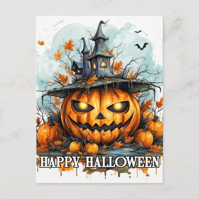 Glows Happy Halloween Pumpkin Postkarte (Vorderseite)