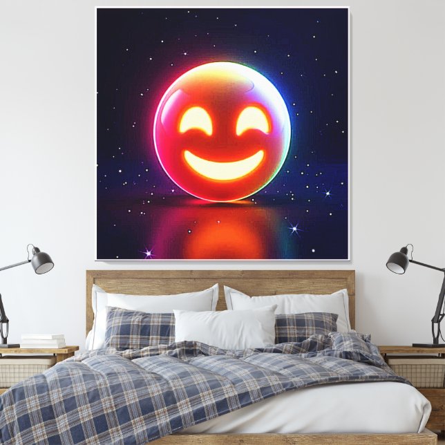 Glows Happy Orb Emoji Leinwanddruck (Insitu (Schlafzimmer))