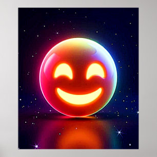 Glows Happy Orb Emoji Poster