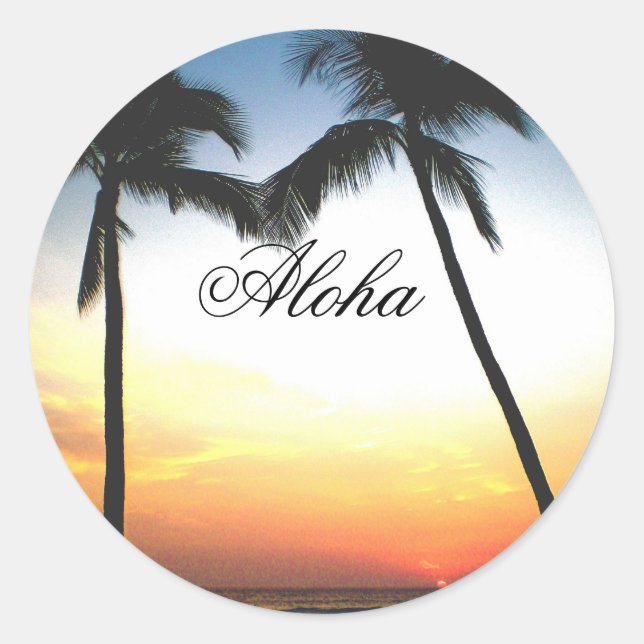 Glows Hawaii Sunset Runder Aufkleber (Vorderseite)
