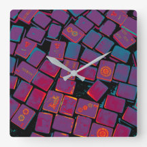 Glows Mah Jongg Tiles Wall Clock