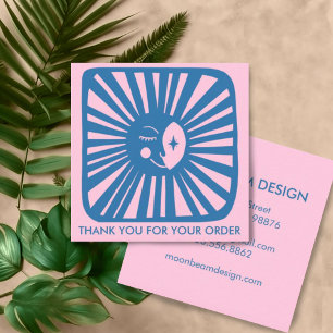 Glows Moon Charming Blue Pink Order Vielen Dank Quadratische Visitenkarte