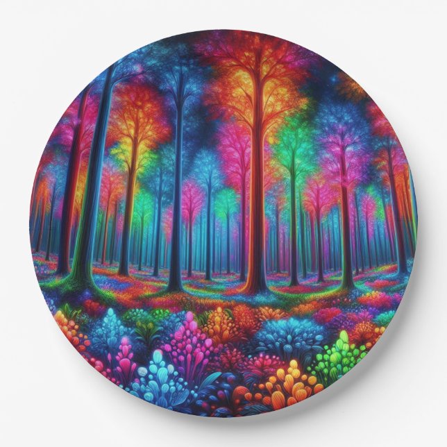 Glows Neon Forest Pappteller (Vorderseite)
