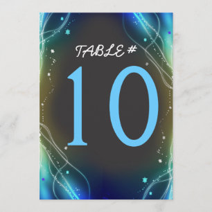 Glows Neon Stars Bar Mitzvah Tischnummer Card