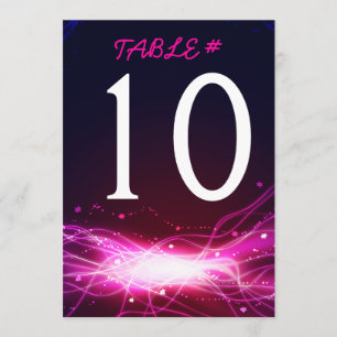 Glows Neon Stars Bar Mitzvah Tischnummer Card