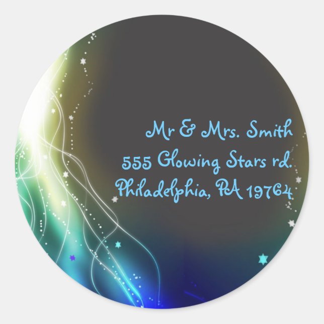 Glows Neon Stars Bat Mitzvah Retern Sticker Siegel (Vorderseite)