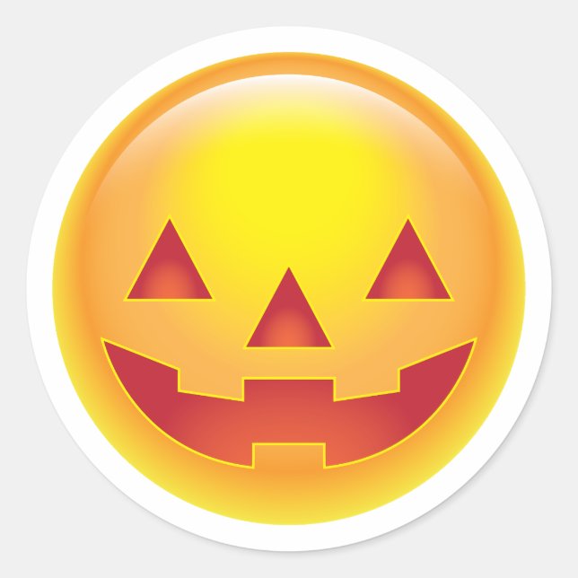 Glows Pumpkin Emoji Runder Aufkleber (Vorderseite)
