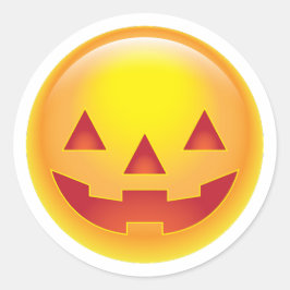 Glows Pumpkin Emoji Runder Aufkleber