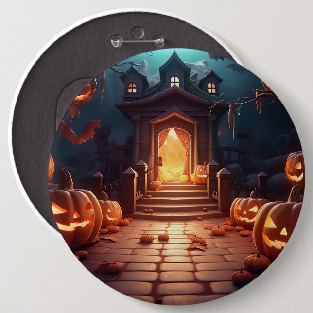 Glows Pumpkin Halloween Button (Vorne & Hinten)