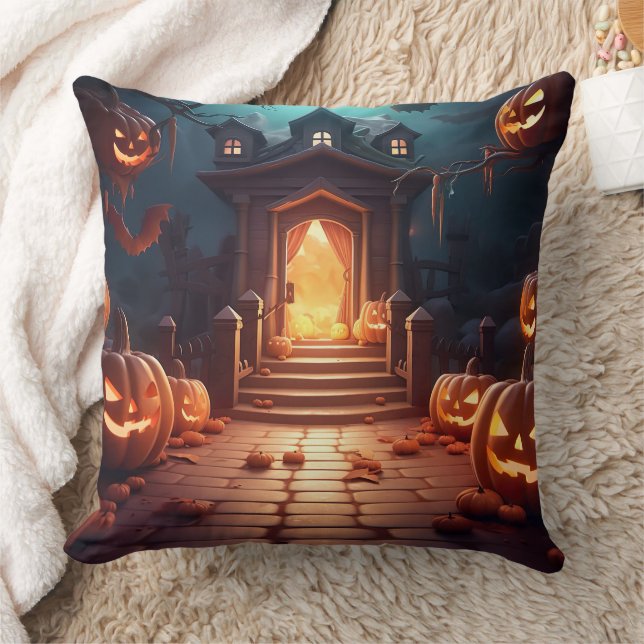 Glows Pumpkin Halloween Kissen (Decke)