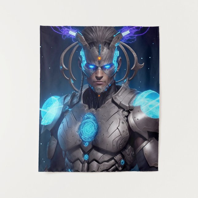 Glows Zeus Cyborg Wandteppich (Vorderseite)