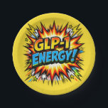 GLP-1 Energy Comic Pop Art   Pappteller<br><div class="desc">Turn up the energy with this bold “GLP-1 ENERGY!” comic-style design! Featuring a vibrant retro explosion and powerful pop-art typography, this graphic captures the feeling of momentum, motivation, and positive lifestyle change. Perfect for anyone embracing a GLP-1 lifestyle journey, this design blends humor, confidence, and high-impact style into one eye-catching...</div>