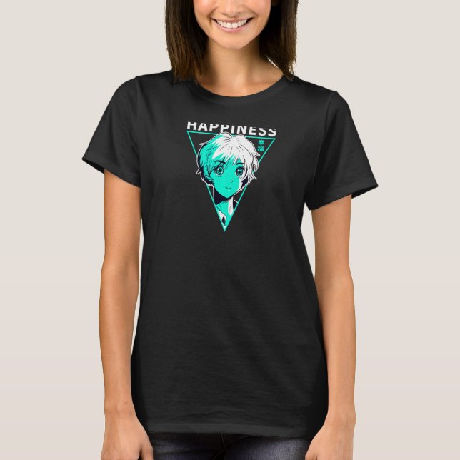 Glück 幸 福 japanischen Brief Egirl Vapor Wave Prem T-Shirt (Vorderseite)