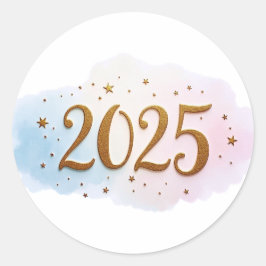 Glück 2025 runder aufkleber