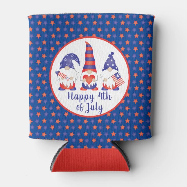 Glück 4. Juli Gnomes Red White Blue Dosenkühler (Vorderseite)