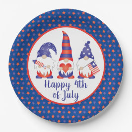 Glück 4. Juli Gnomes Red White Blue Pappteller