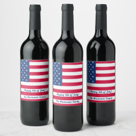 Glück 4. Juli | Personalisierte amerikanische Flag Weinetikett